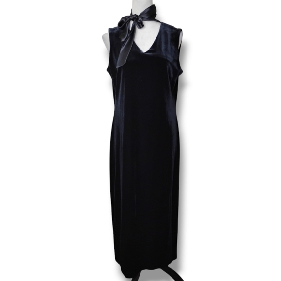 Talbots Dresses & Skirts - Talbots Velvet Black Holiday Party Dress With Scarf I Elegant Feminine Size 12